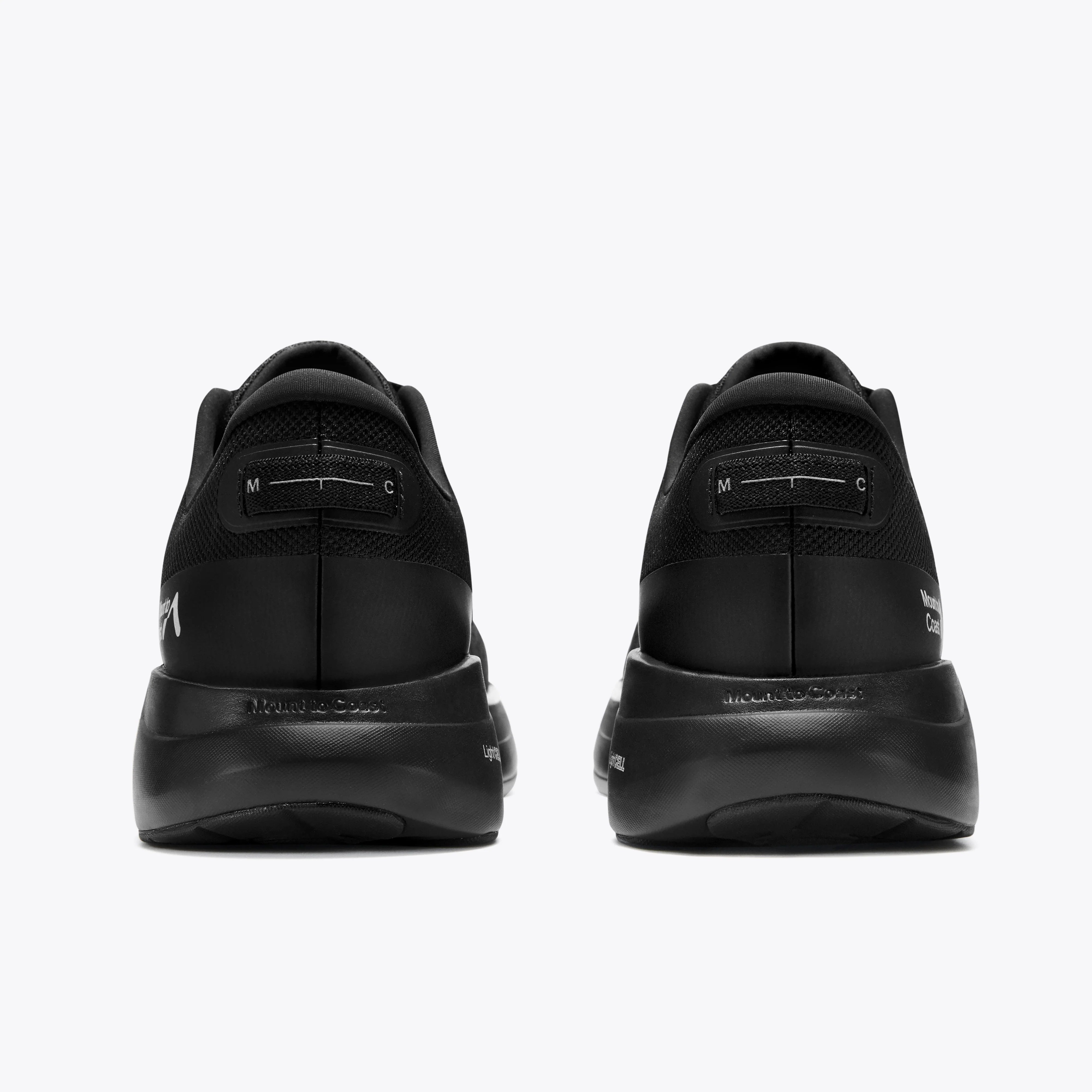 Mount to Coast P1 Black Running Shoes - Heel Design #Color_black