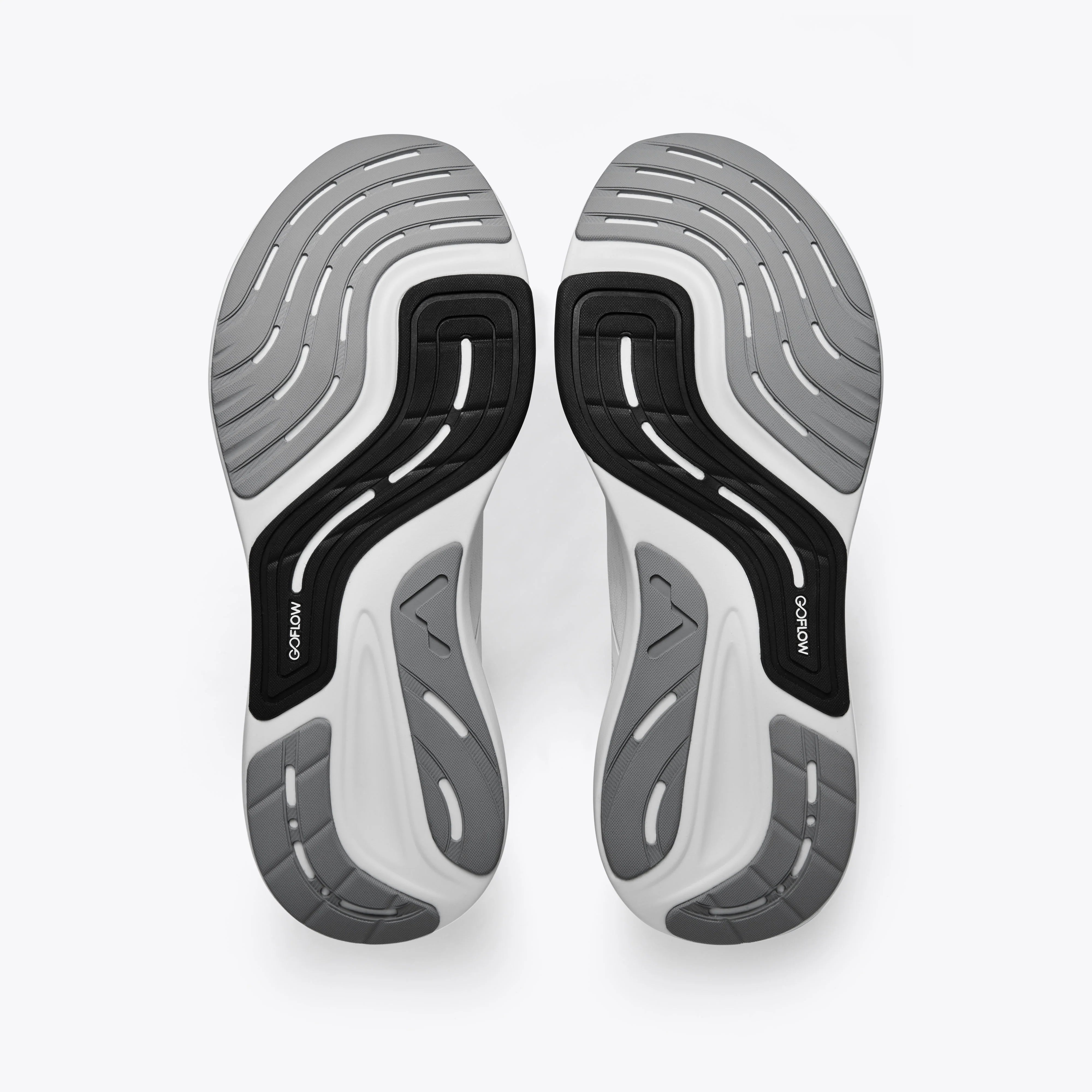 Mount to Coast running shoe sole, GOFLOW design for performance. #Color_white