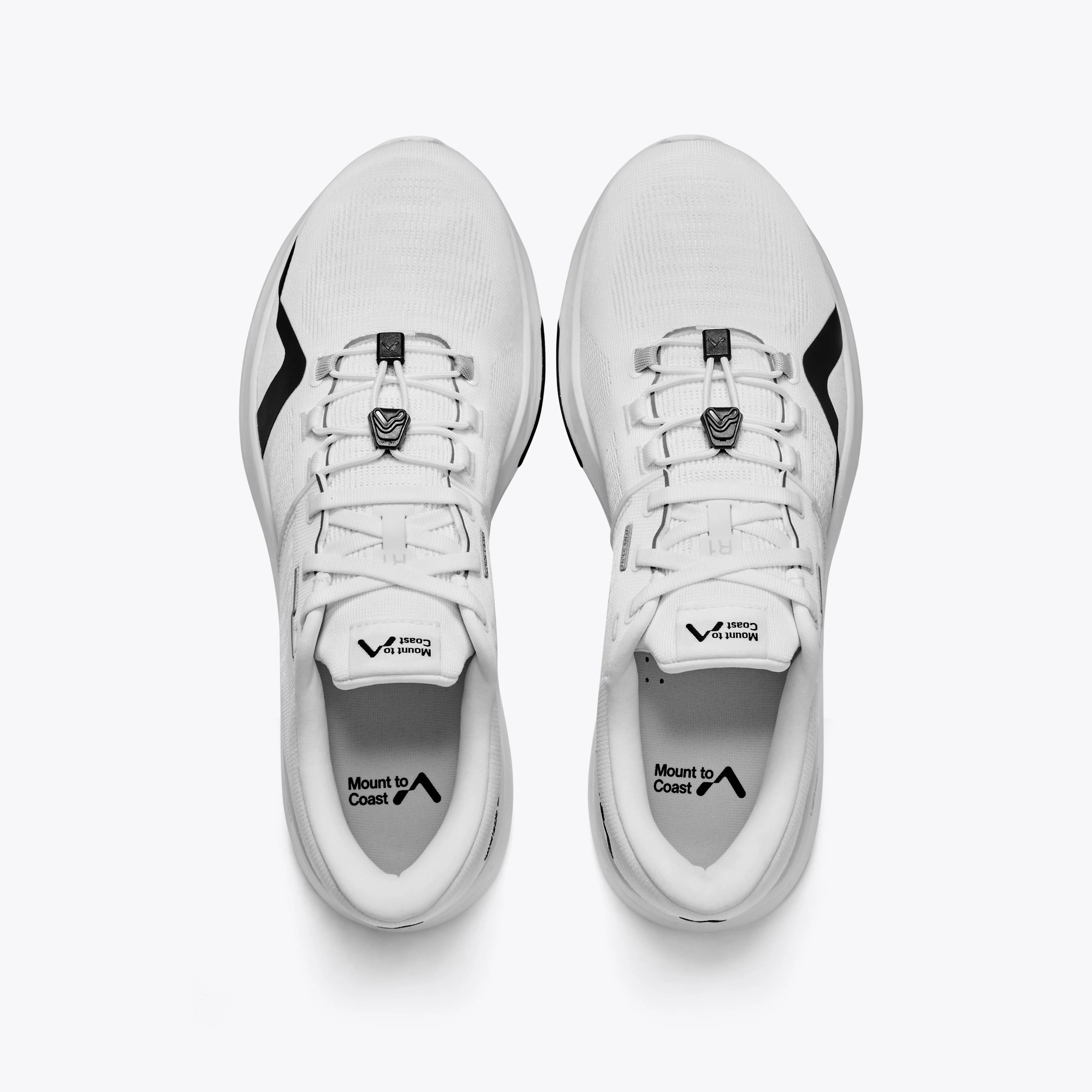 Mount to Coast R1 running shoes, overhead view #Color_white